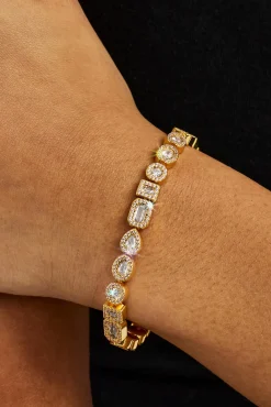 Mixed Shape Cluster Bracelet - 6mm - Gold