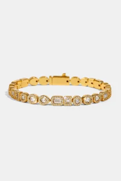 Mixed Shape Cluster Bracelet - 6mm - Gold