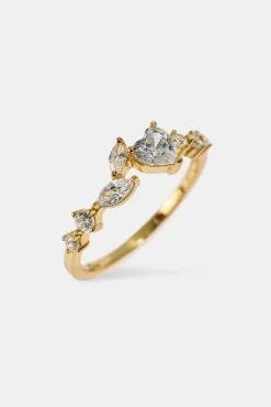 Mixed Shape & Heart CZ Ring - Gold