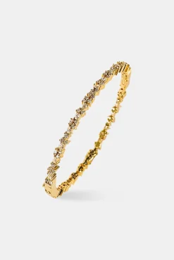 Mixed Shape Tennis Bangle - 4mm - Gold