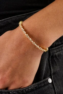 Mixed Shape Tennis Bangle - 4mm - Gold