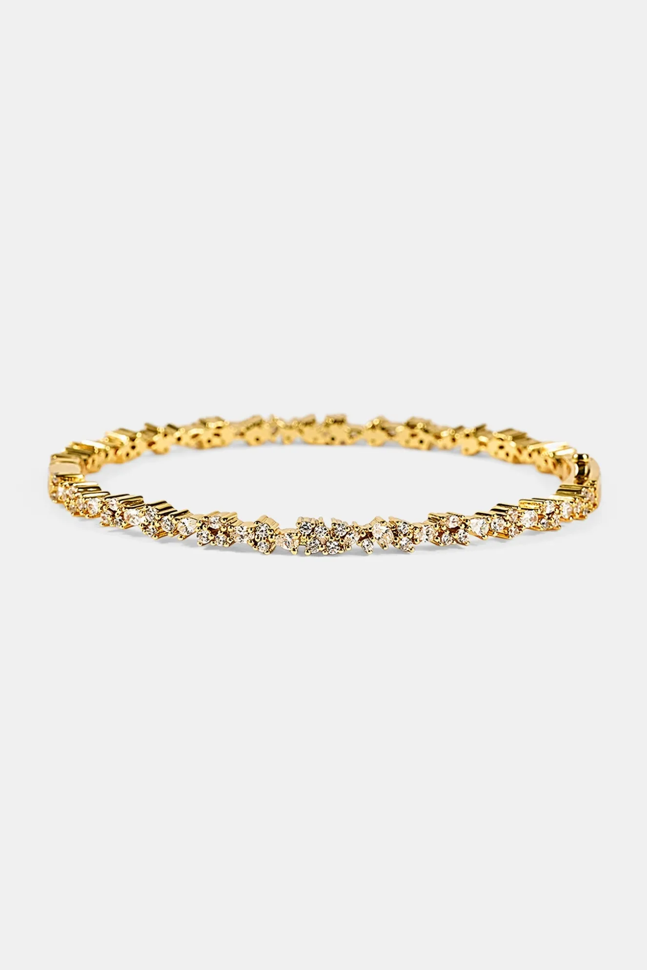 Mixed Shape Tennis Bangle - 4mm - Gold
