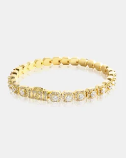 7mm Clustered Tennis Bracelet - Gold