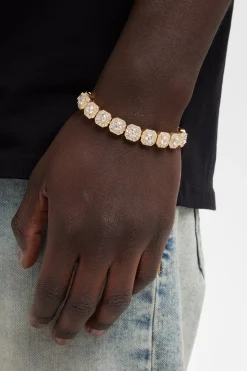 7mm Clustered Tennis Bracelet - Gold