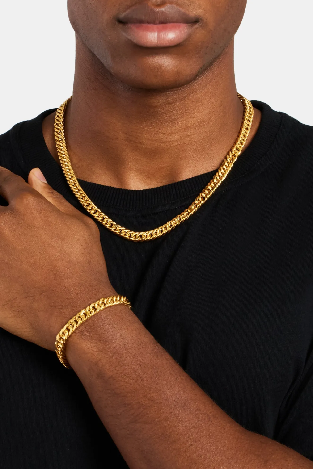 8mm Gold Plated Square Cuban Bracelet
