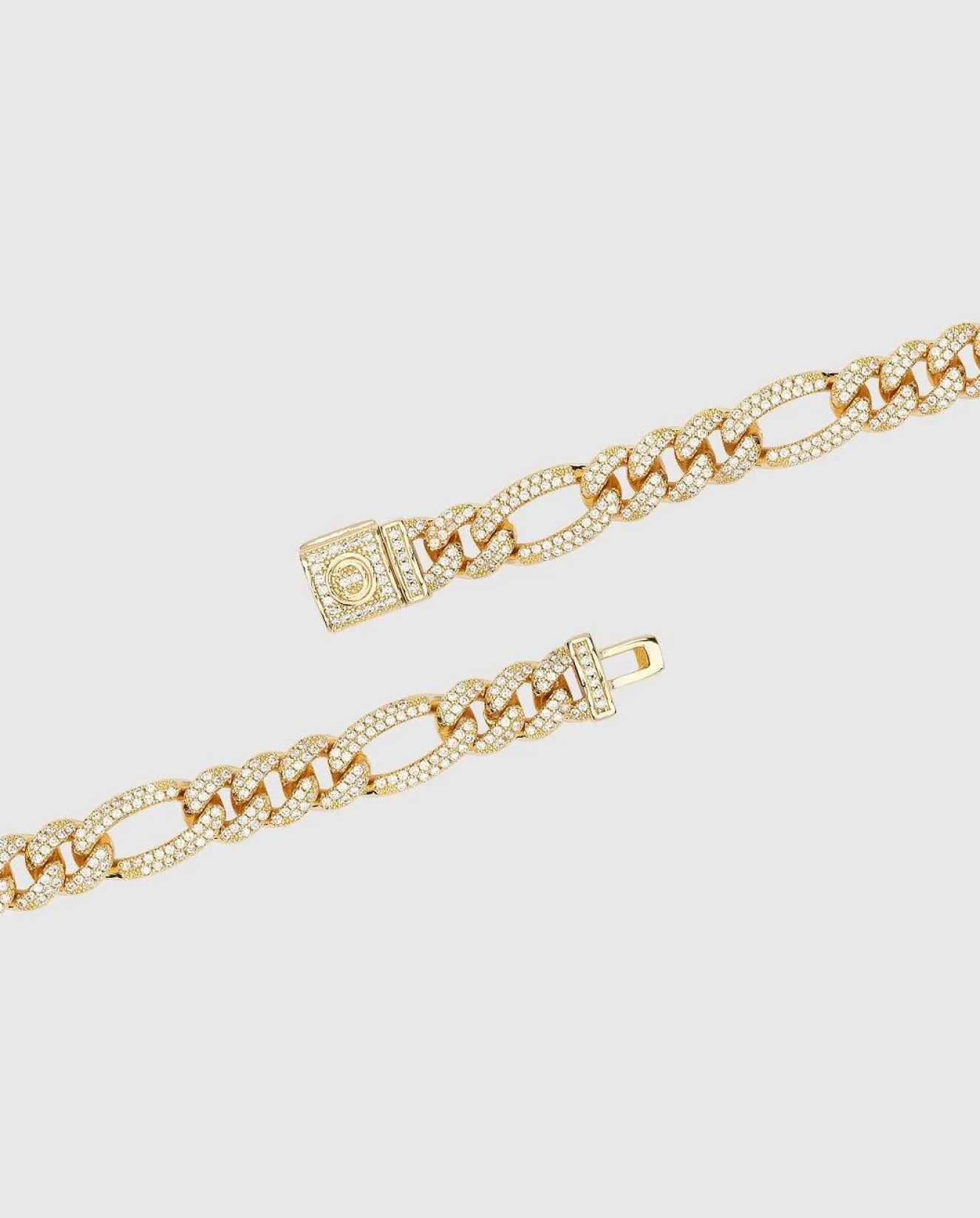 10mm Iced Figaro Bracelet - Gold