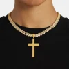 50mm Large Gold Plated Polished Cross Pendant