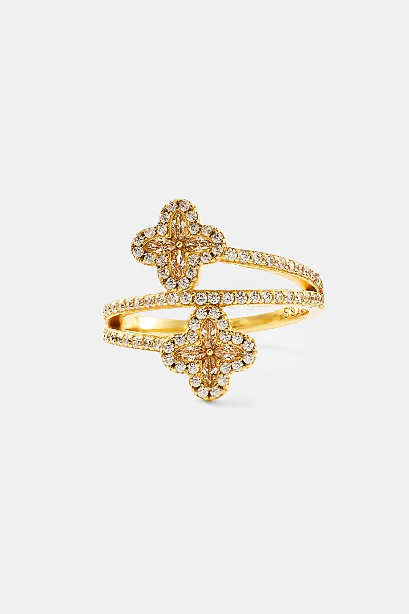 15mm Motif CZ Twist Ring - Gold
