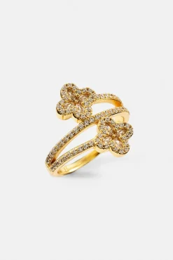 15mm Motif CZ Twist Ring - Gold