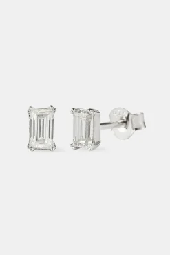 Moissanite Baguette Stud Earrings - 5mm