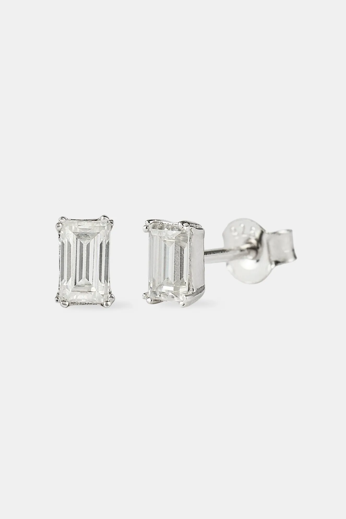 Moissanite Baguette Stud Earrings - 5mm