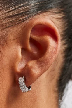 Moissanite Double Row Huggie Earrings - 12mm