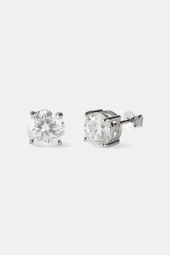 Moissanite Stud Earrings - 8mm - White