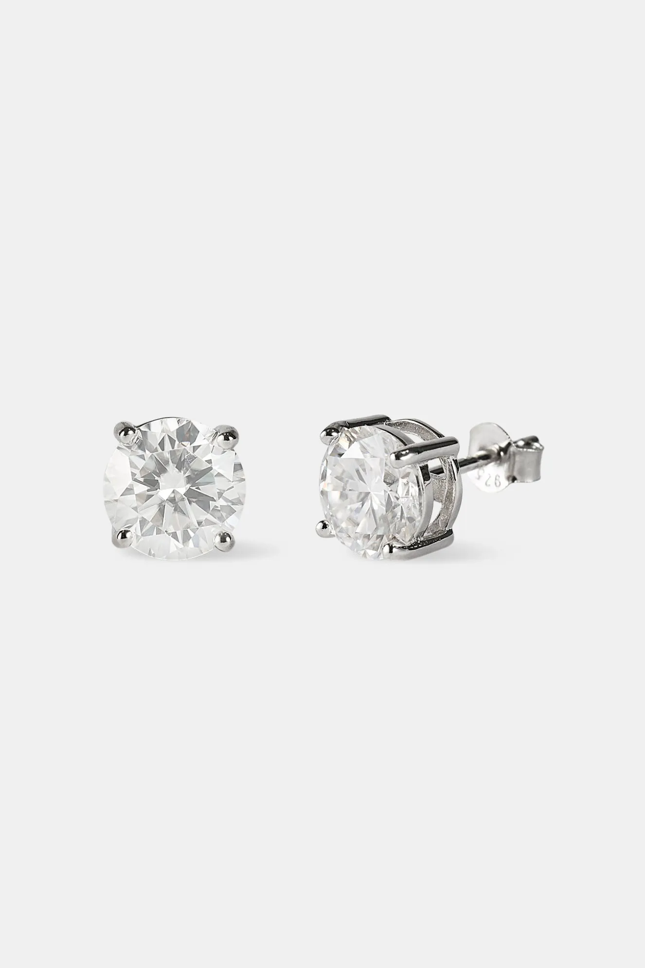 Moissanite Stud Earrings - 8mm - White