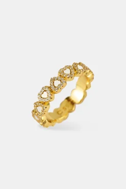 Mother Of Pearl Heart Band Ring - 5mm - Gold