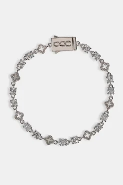 Motif & Circle CZ Multigem Bracelet - 6mm - White