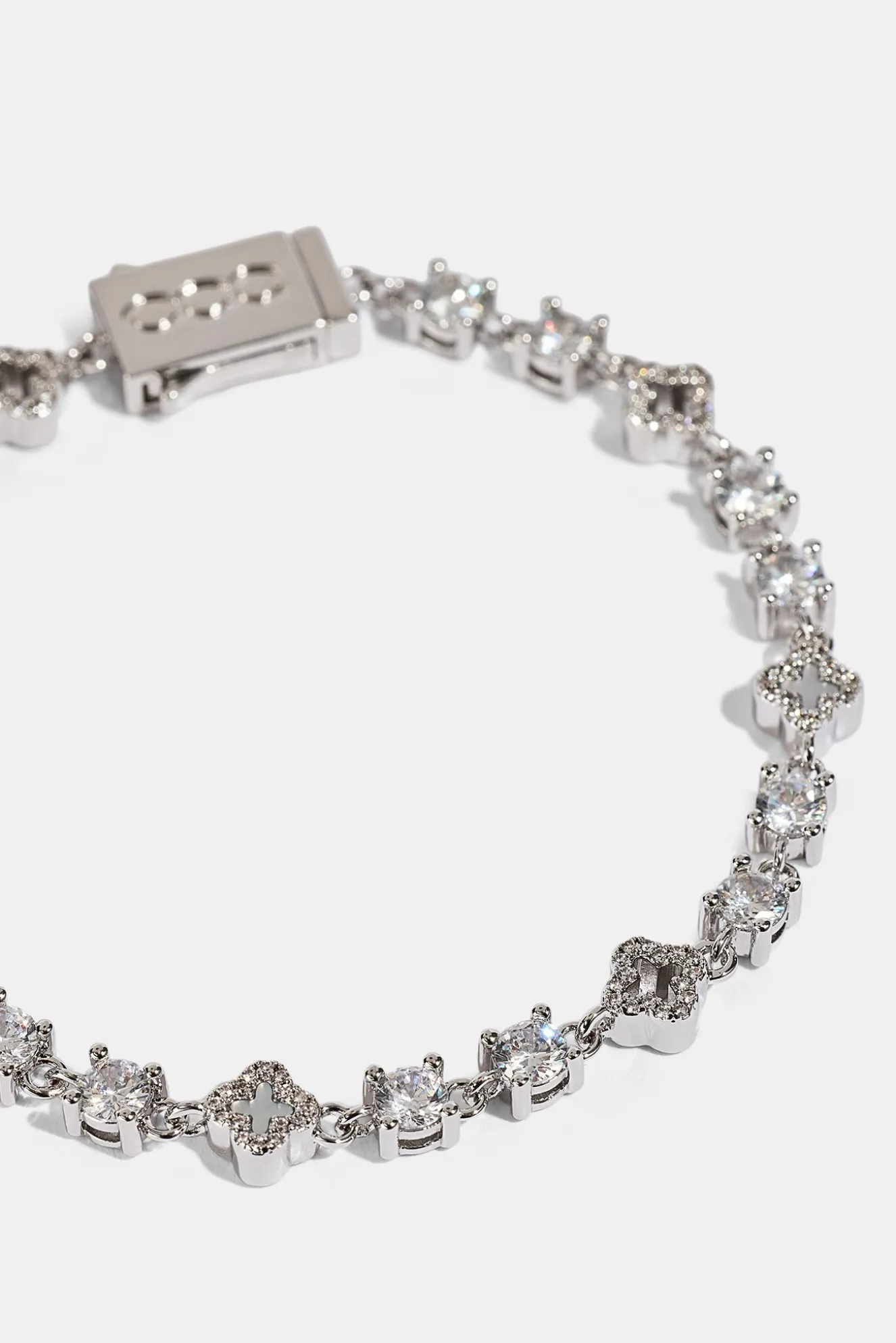 Motif & Circle CZ Multigem Bracelet - 6mm - White