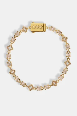 Motif & Circle CZ Multigem Bracelet - 6mm - Gold