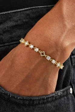 Motif & Circle CZ Multigem Bracelet - 6mm - Gold