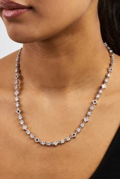 Motif & Circle CZ Multigem Chain - 6mm - White