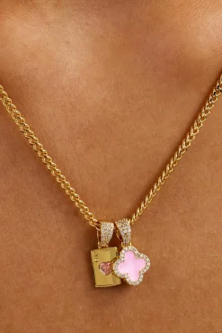 Motif & Gem Card Necklace - 10mm - Gold