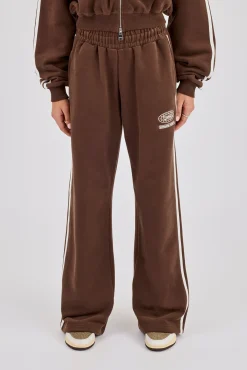 Moto Wide Leg Jogger - Washed Chocolate