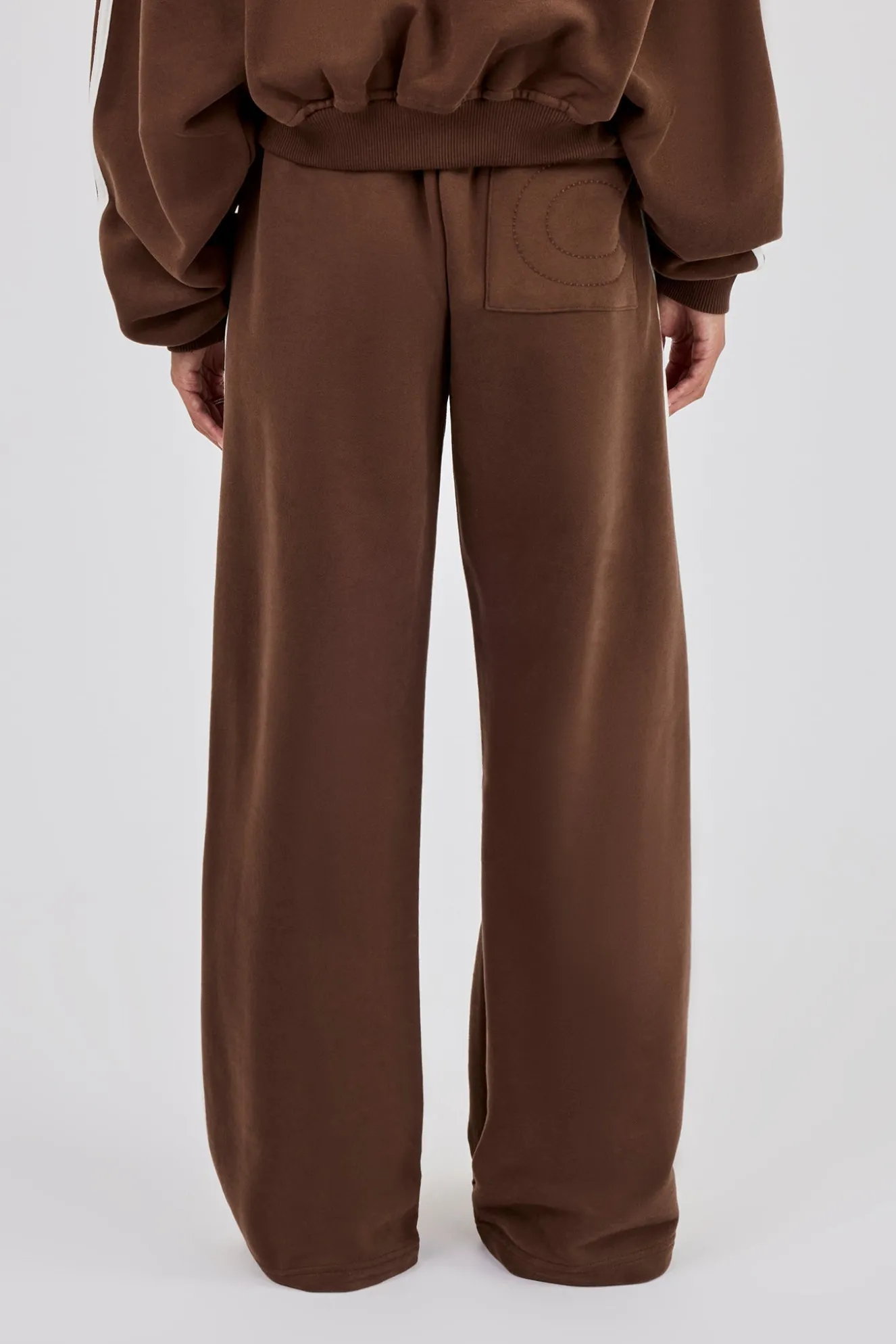 Moto Wide Leg Jogger - Washed Chocolate