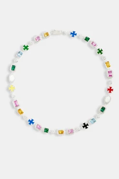 Multi Gemstone Motif Necklace - 10mm