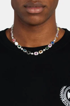 Multi Gemstone Motif Necklace - 10mm