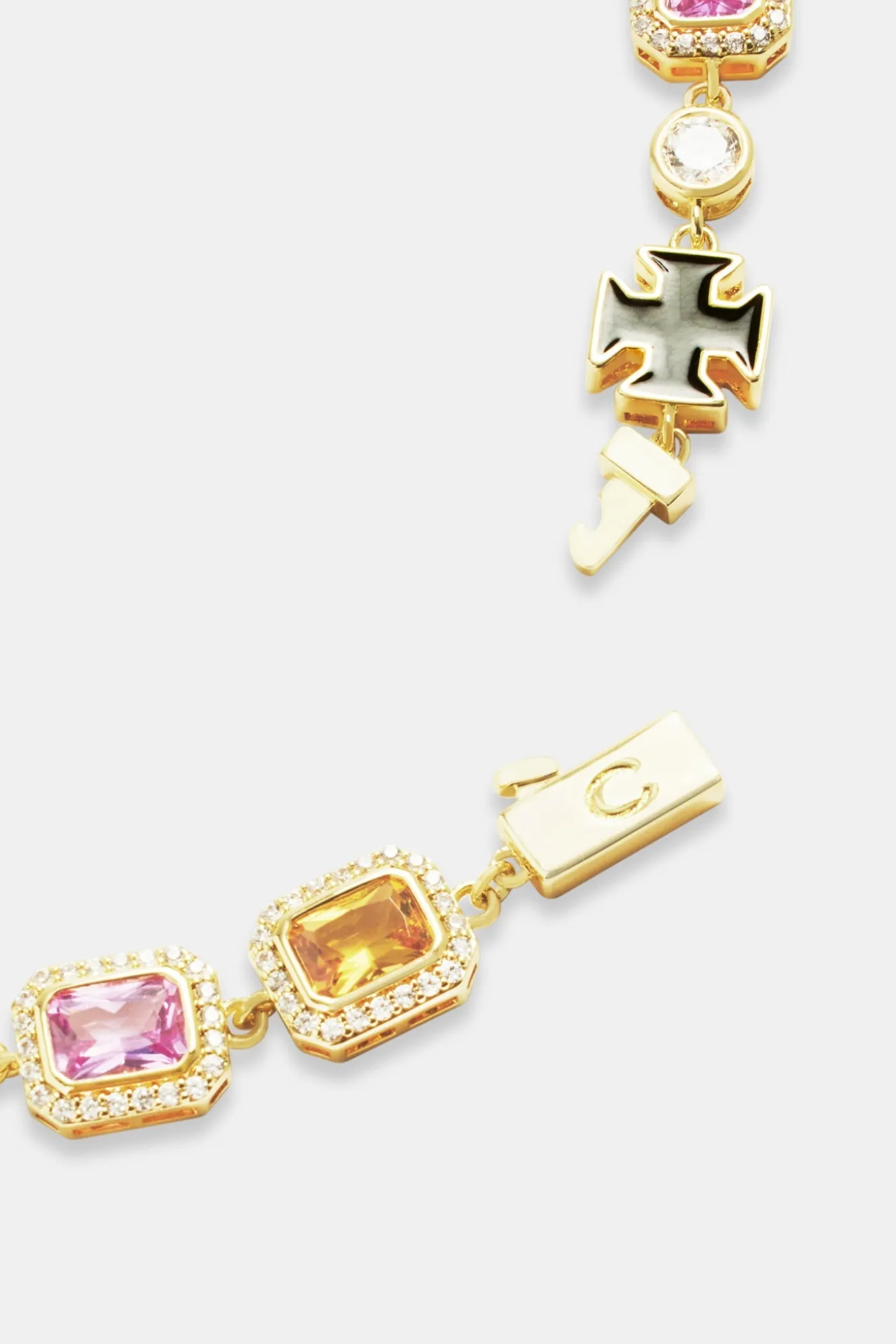Multi Gemstone Motif Necklace - Gold - 10mm