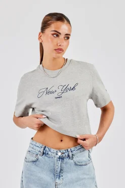 New York Script Regular T-Shirt - Grey Marl