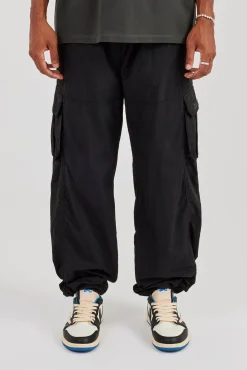 Nylon Baggy Cargo Pant - Black