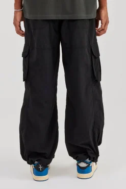 Nylon Baggy Cargo Pant - Black