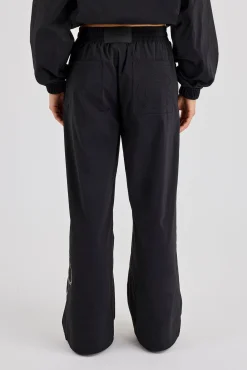 Nylon Branded Baggy Jogger - Black