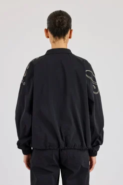Nylon Branded Track Jacket - Black