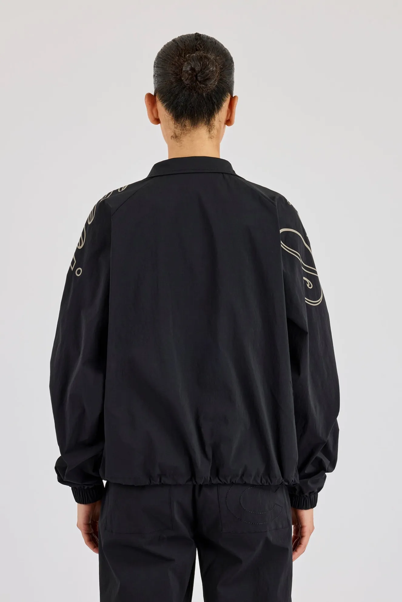 Nylon Branded Track Jacket - Black