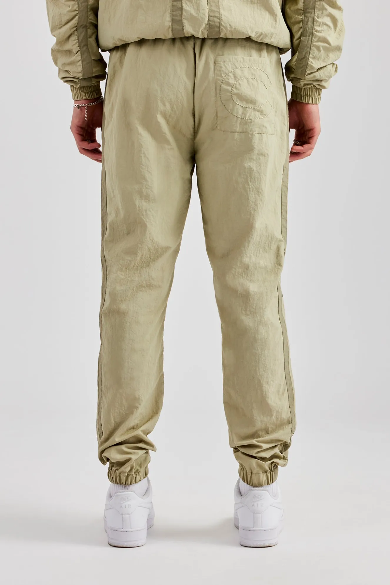 Nylon Colour Block Cuffed Jogger - Light Khaki