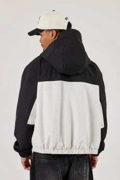 Nylon Contrast Windbreaker - Black