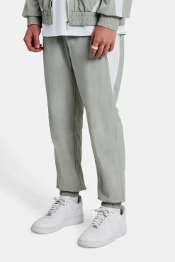 Nylon Panelled Track Joggers - Light Grey