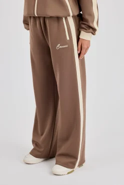 Off White Rib Contrast Track Pant - Taupe