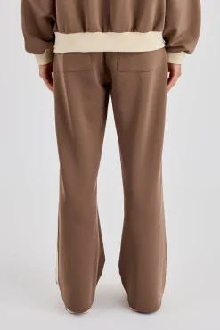 Off White Rib Contrast Track Pant - Taupe