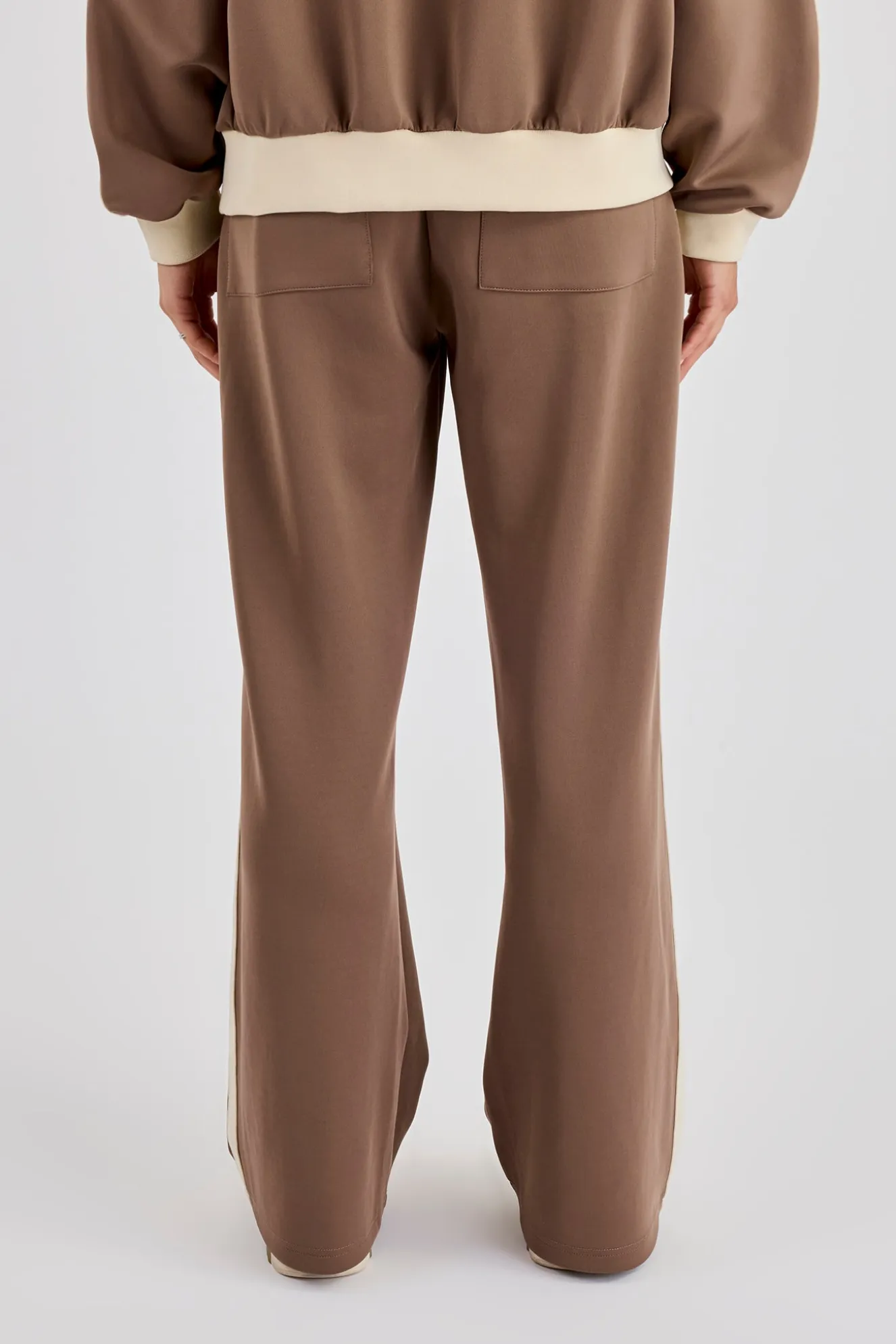Off White Rib Contrast Track Pant - Taupe