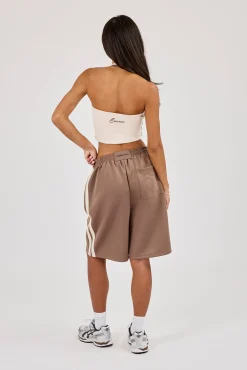 Off White Taping Double Halterneck Top & Taupe Jort