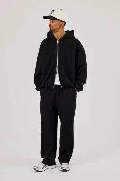 Ottoman Rib Relaxed Jogger - Black