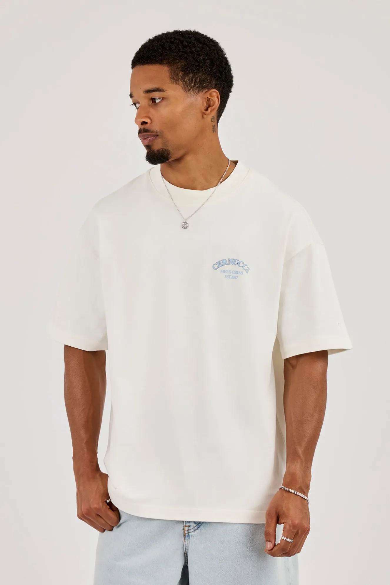 Oversized Back Logo Printed T-Shirt - Off White