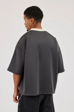 Oversized Cernucci Football Top - Charcoal