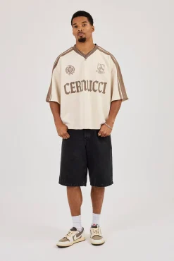 Oversized Cernucci Football Top - Off White