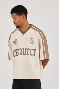 Oversized Cernucci Football Top - Off White