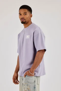 Oversized Cernucci Motorsports Print T-Shirt - Dusty Purple
