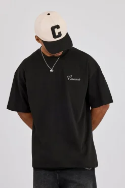 Oversized Contrast Logo T-Shirt - Black